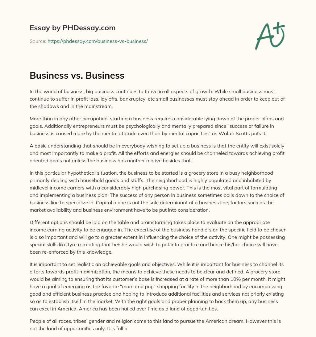 Business vs. Business essay