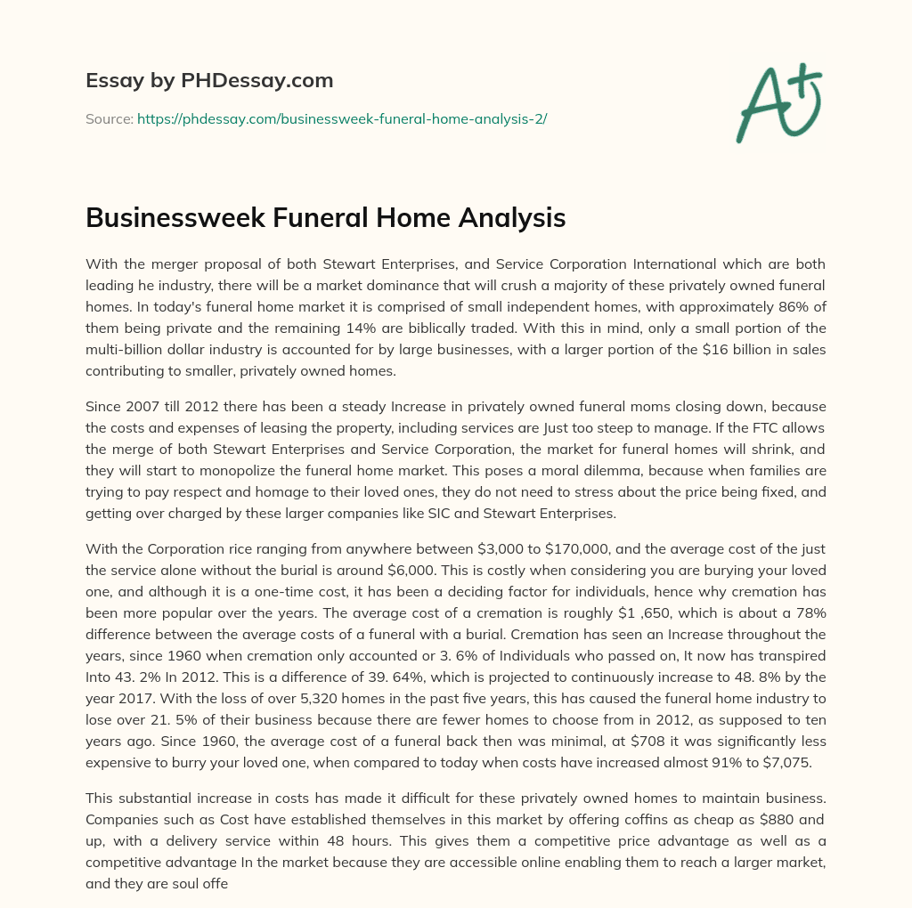 Businessweek Funeral Home Analysis essay
