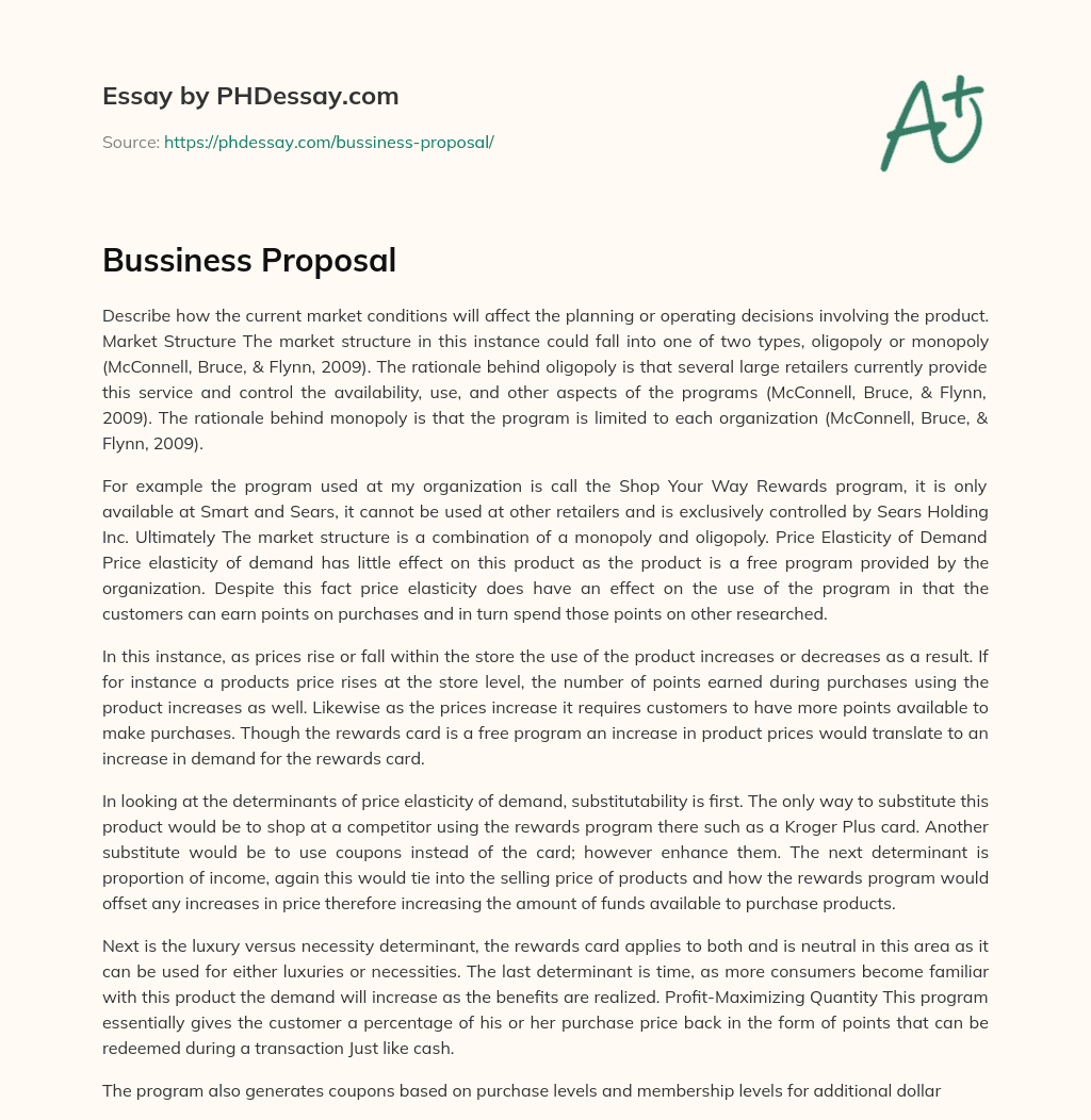 Bussiness Proposal essay