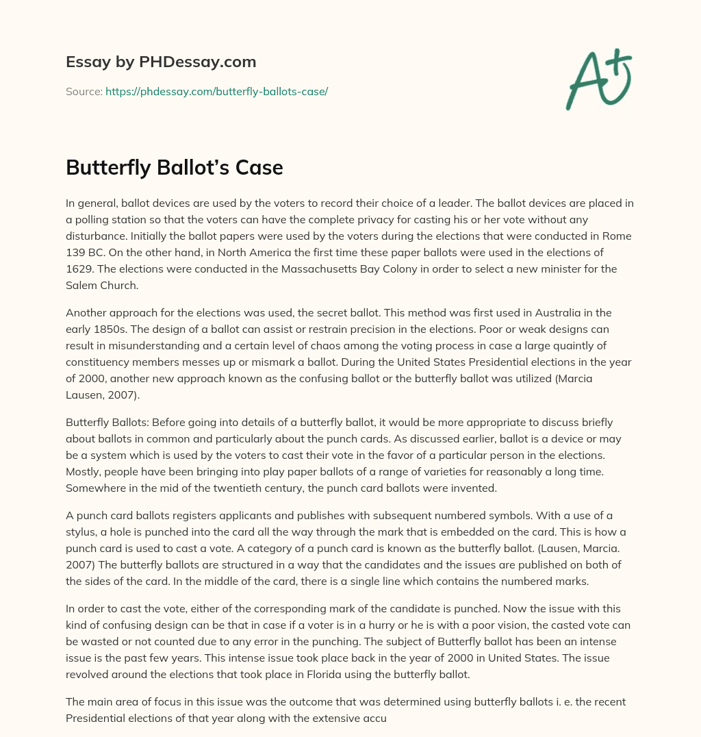 Butterfly Ballot’s Case