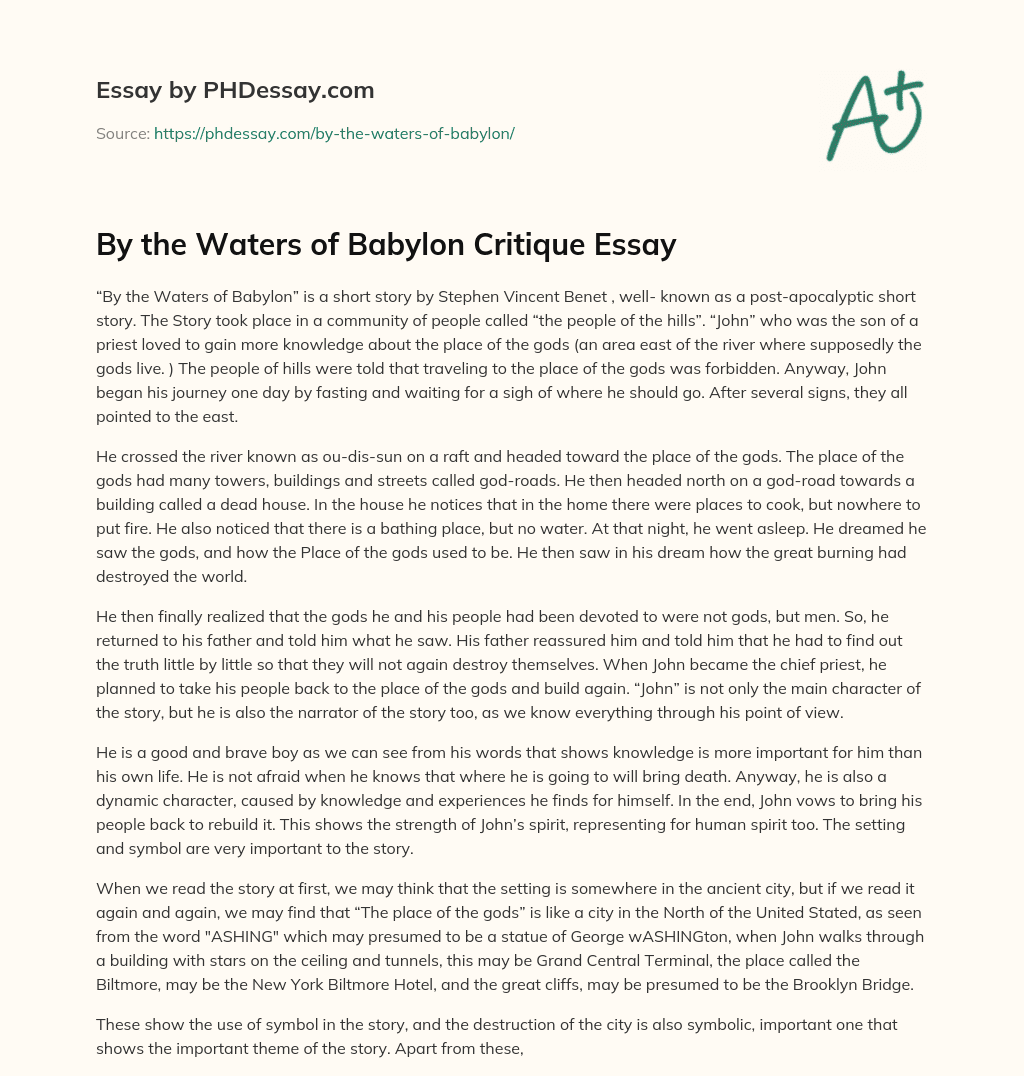 By the Waters of Babylon Critique Essay essay