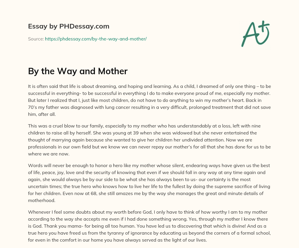 By the Way and Mother essay