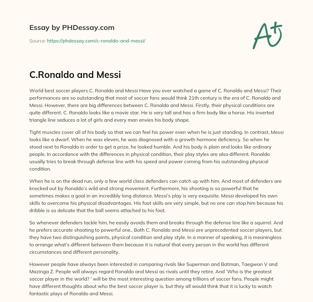 compare and contrast messi and ronaldo essay