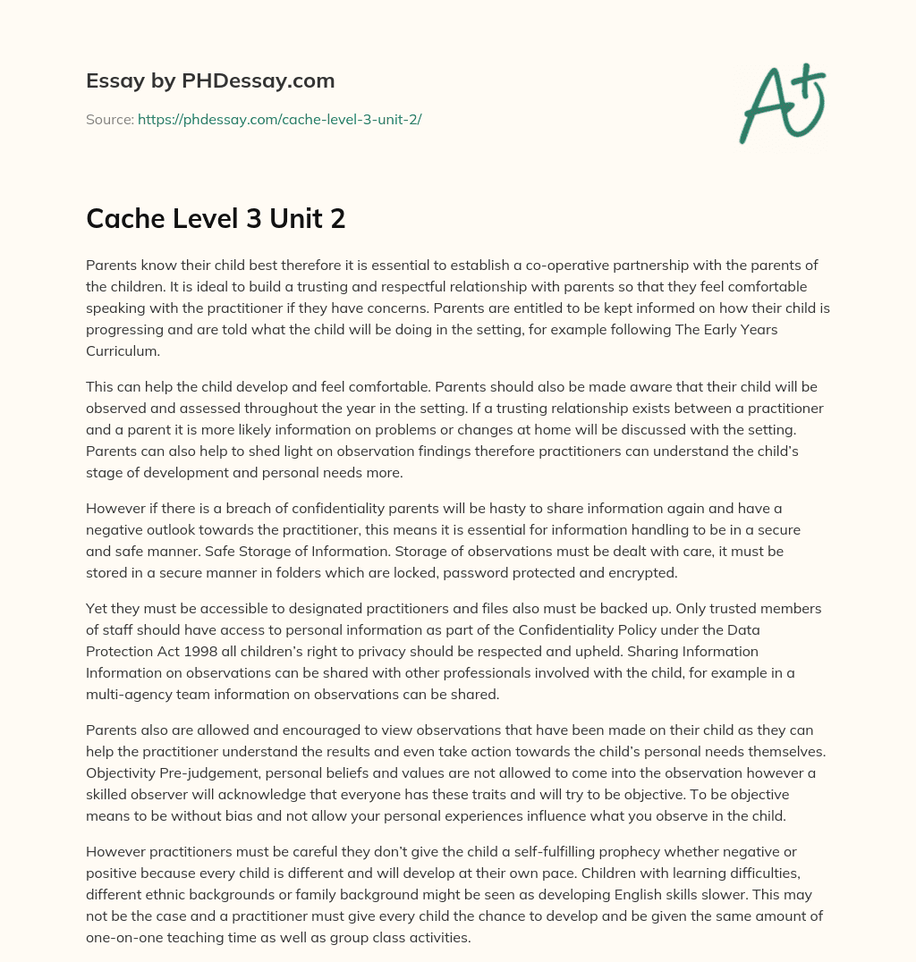Importance of Building a Trusting Relationship with Parents in Childcare Settings essay