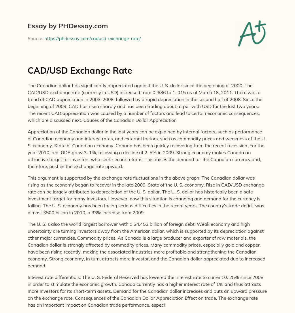 CAD/USD Exchange Rate essay