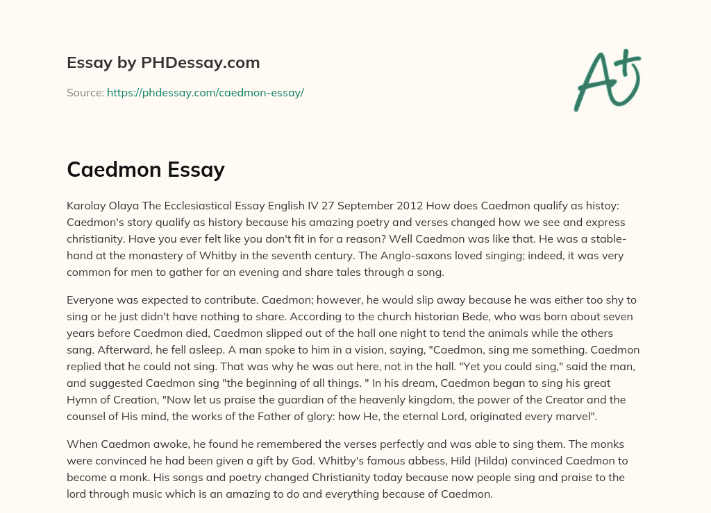 Caedmon Essay essay