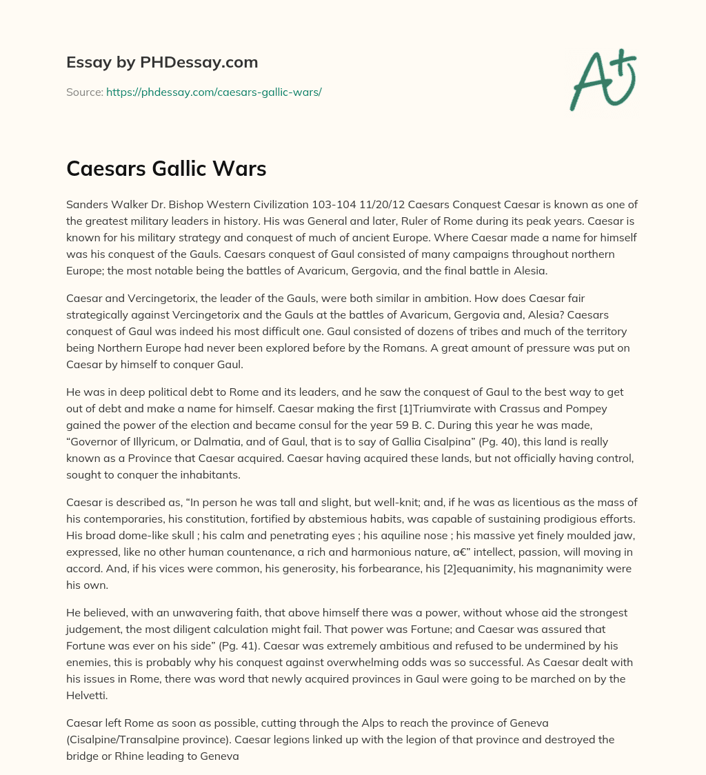 Caesars Gallic Wars essay