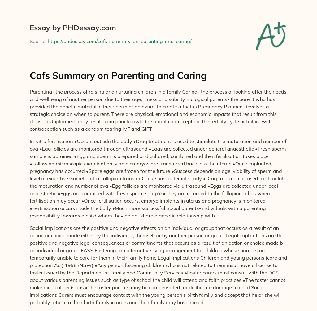 On Parenting and Caring essay
