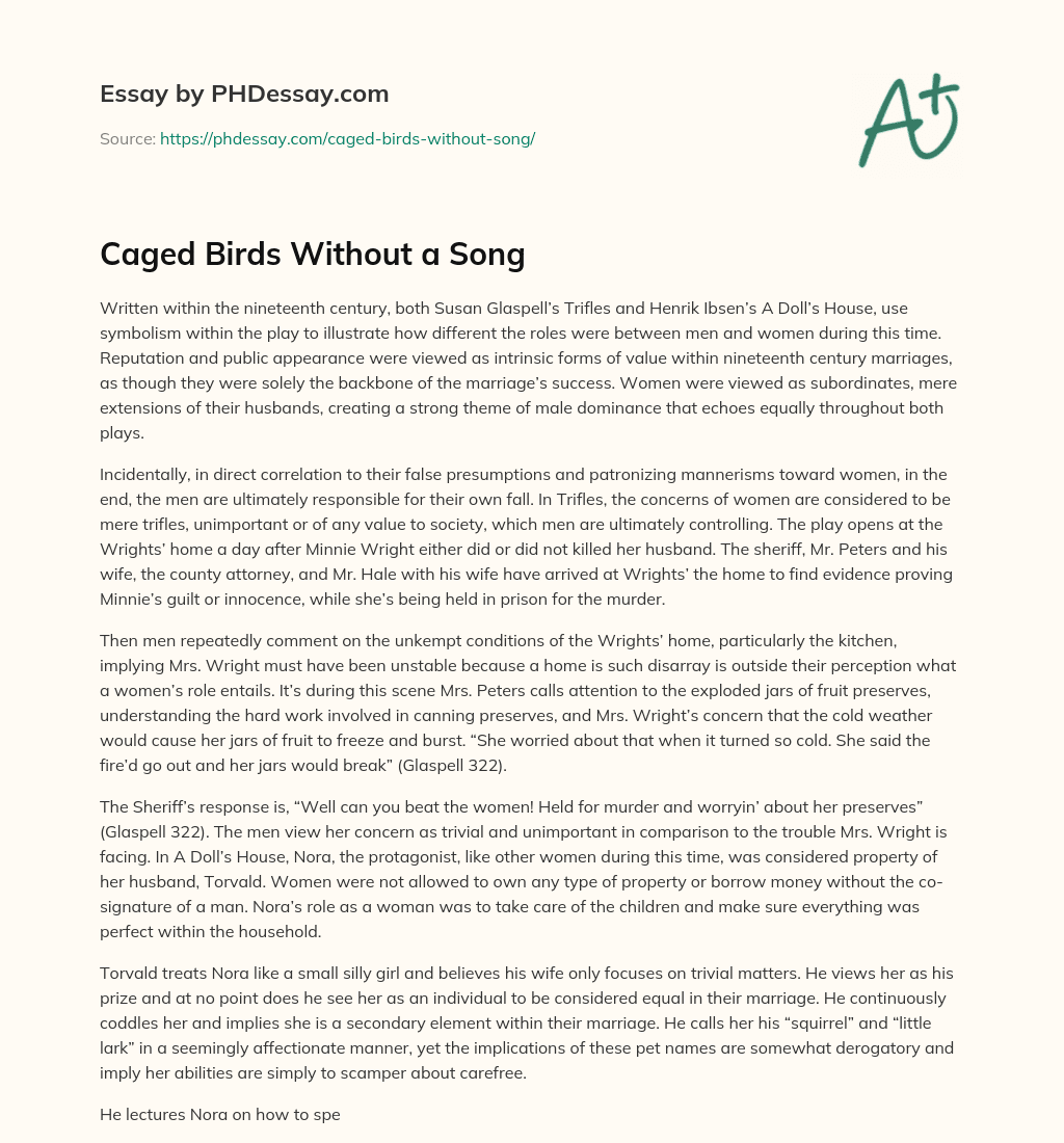 Caged Birds Without a Song essay