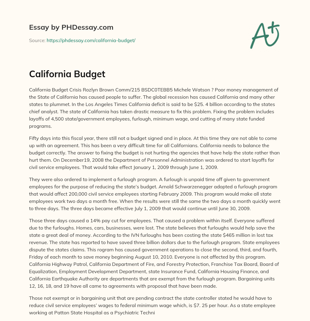 California Budget essay