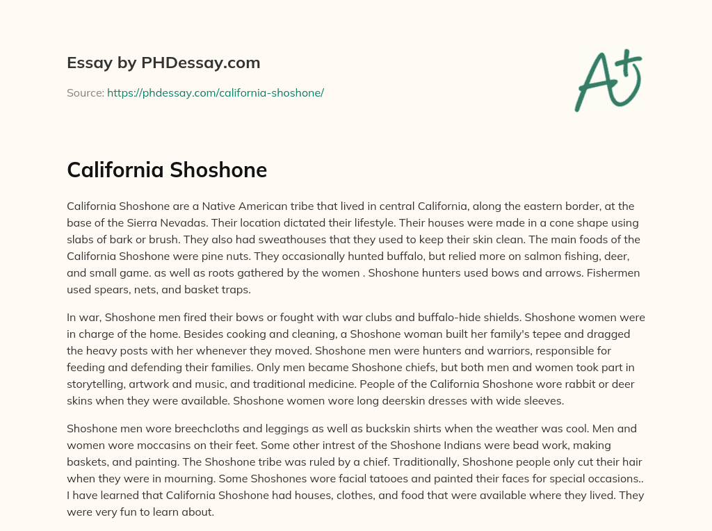 California Shoshone essay