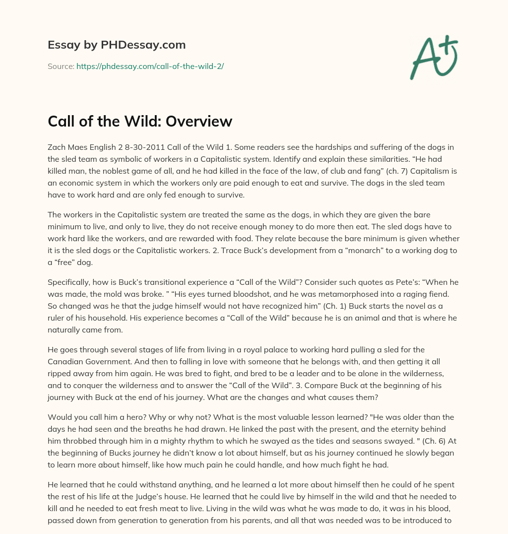 Call of the Wild: Overview essay