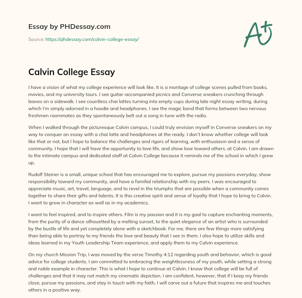 Calvin College Essay essay