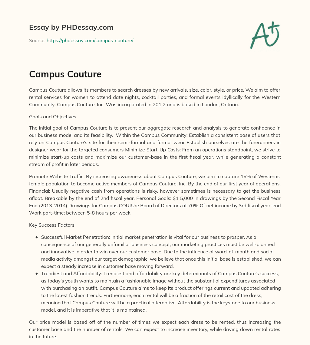 Campus Couture essay