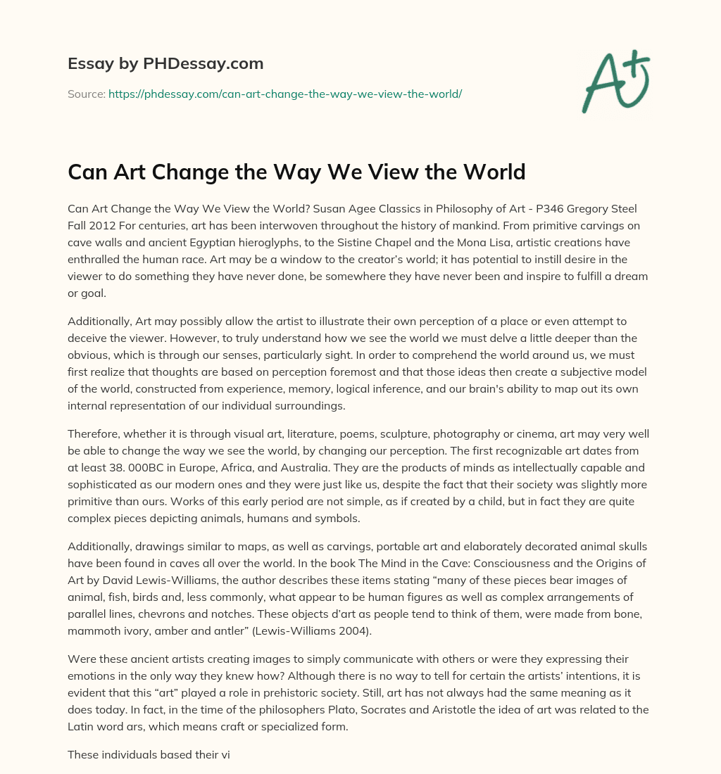 Can Art Change the Way We View the World essay