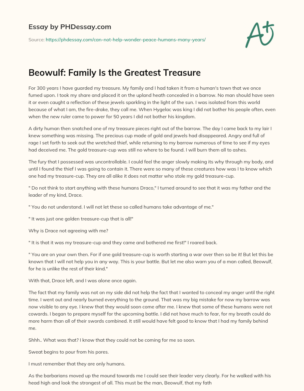 Beowulf: Family Is the Greatest Treasure essay