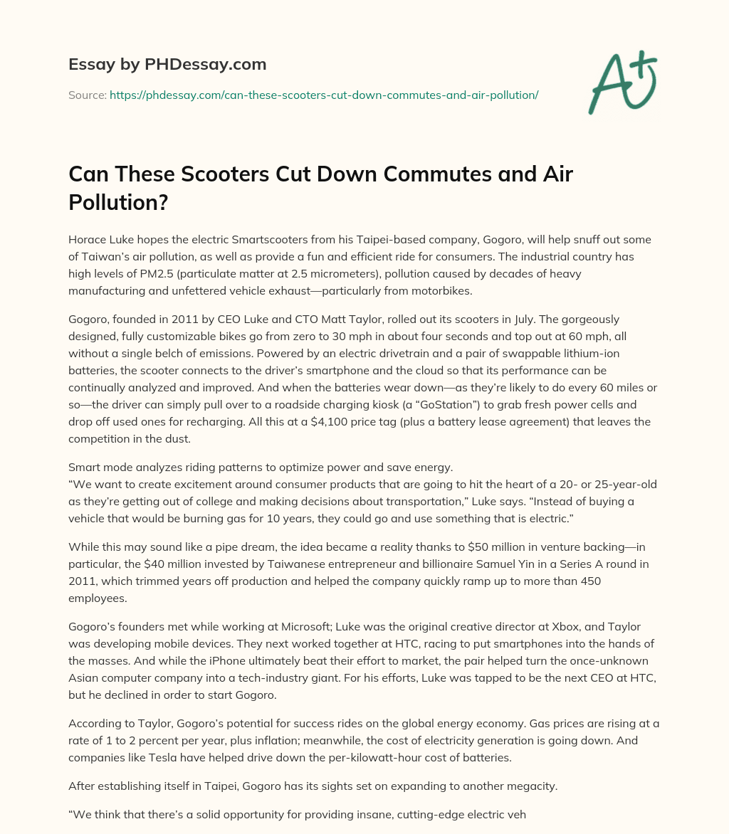 Can These Scooters Cut Down Commutes and Air Pollution? essay