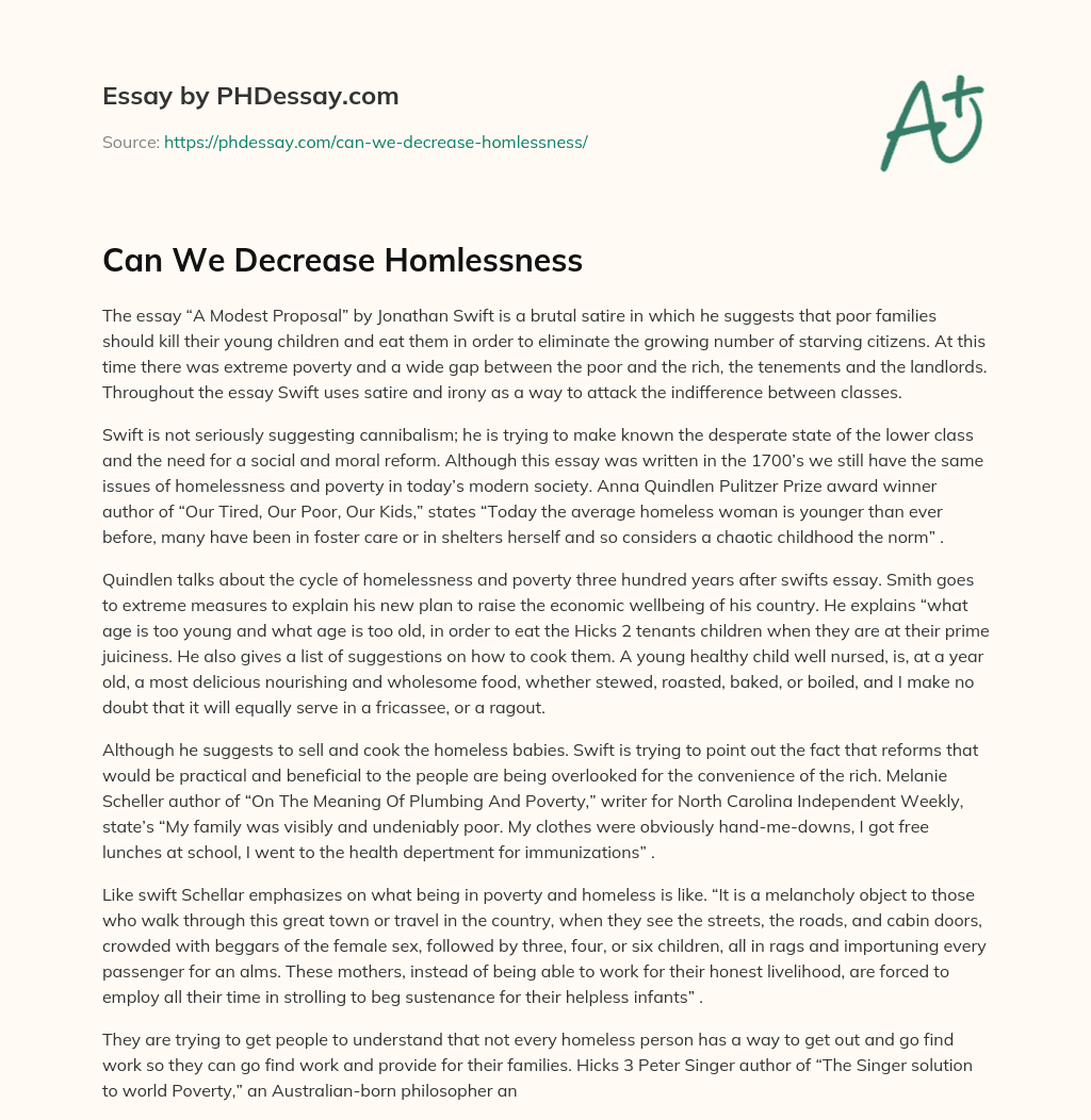 Can We Decrease Homlessness essay
