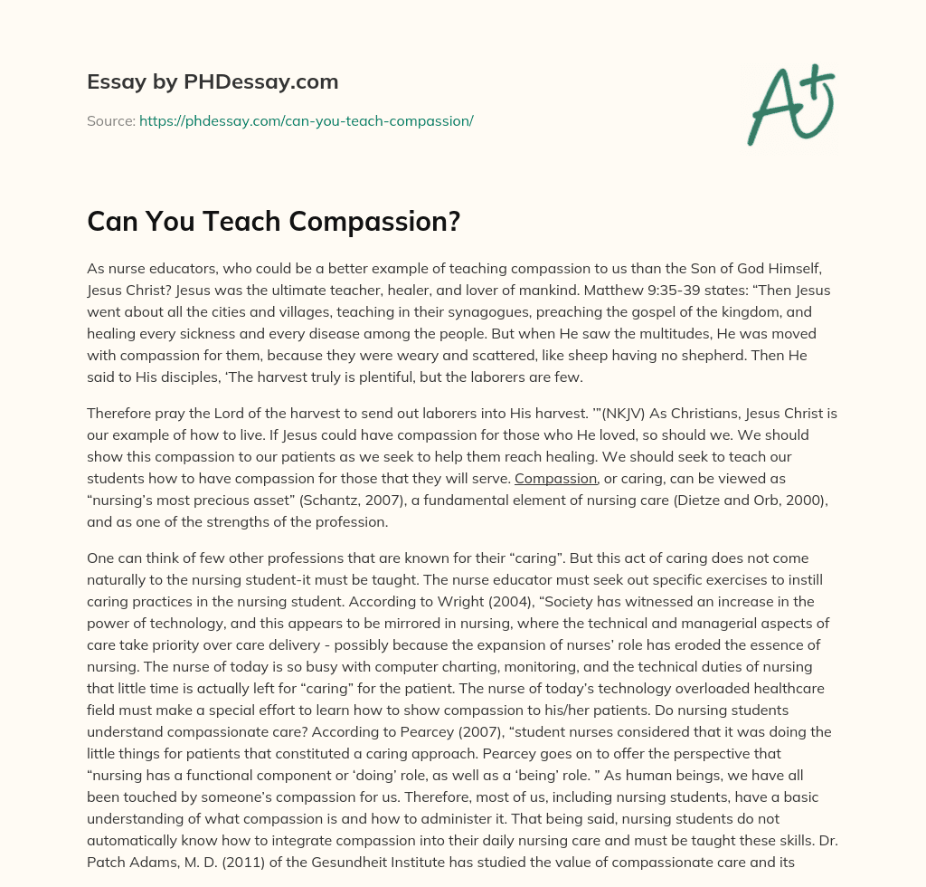 Can You Teach Compassion? essay