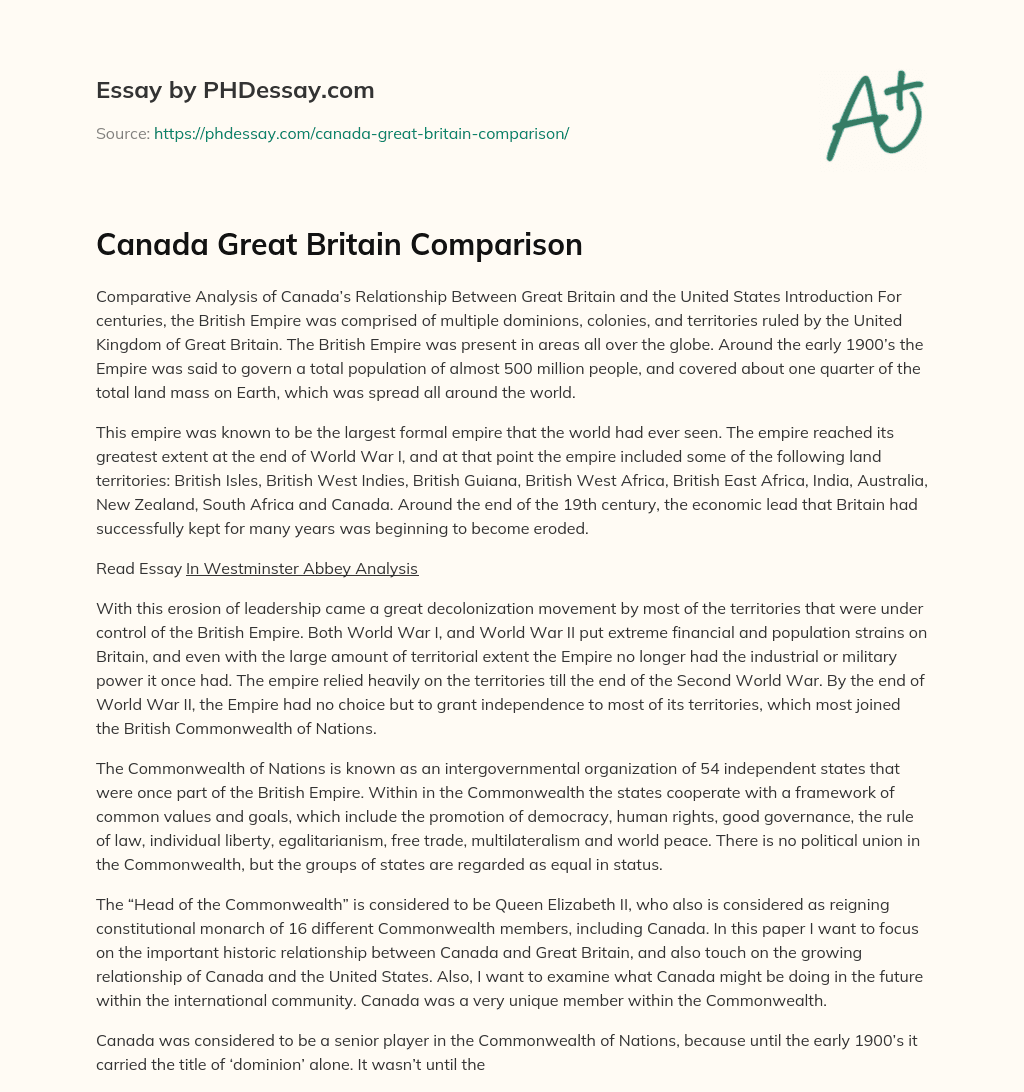 Canada Great Britain Comparison essay
