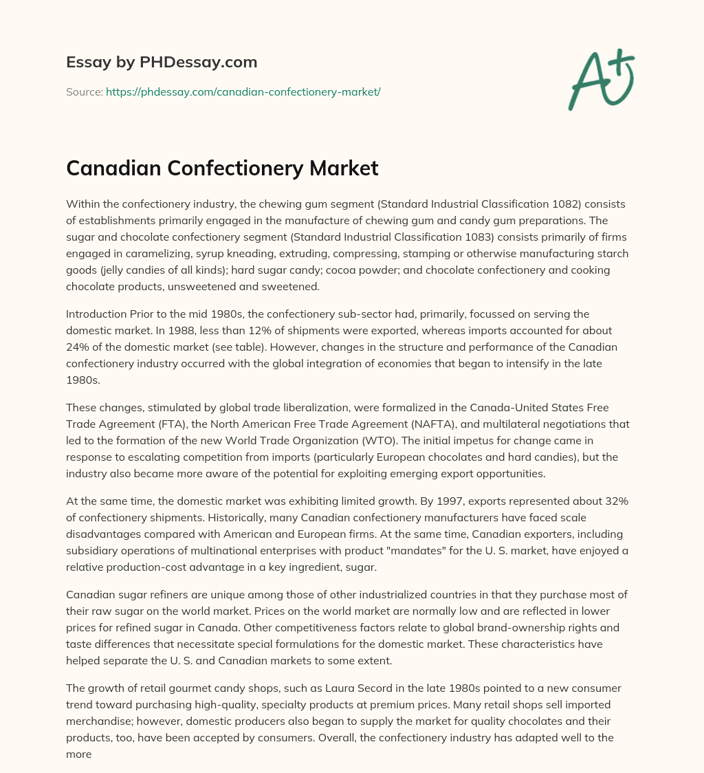 Canadian Confectionery Market essay