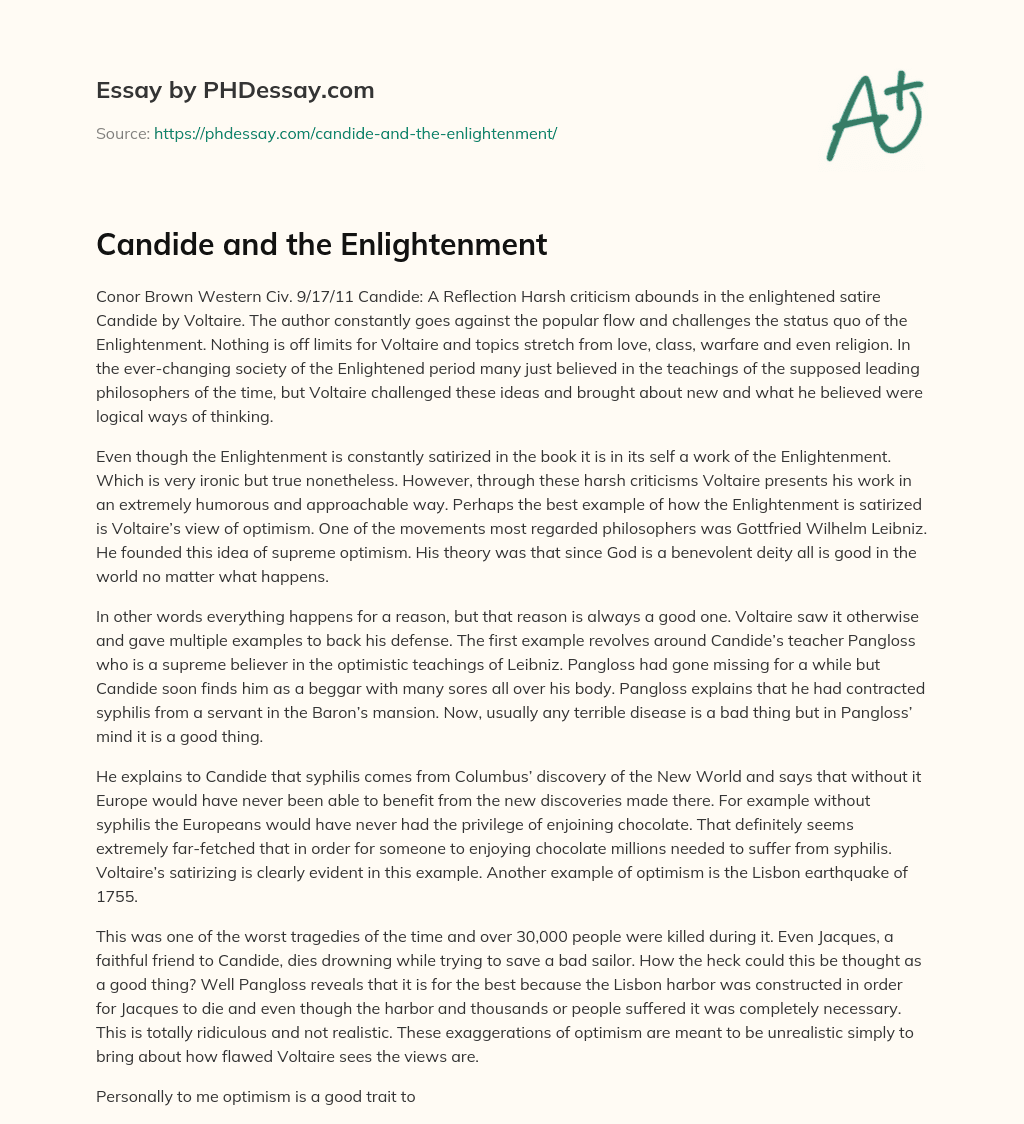 Candide and the Enlightenment essay