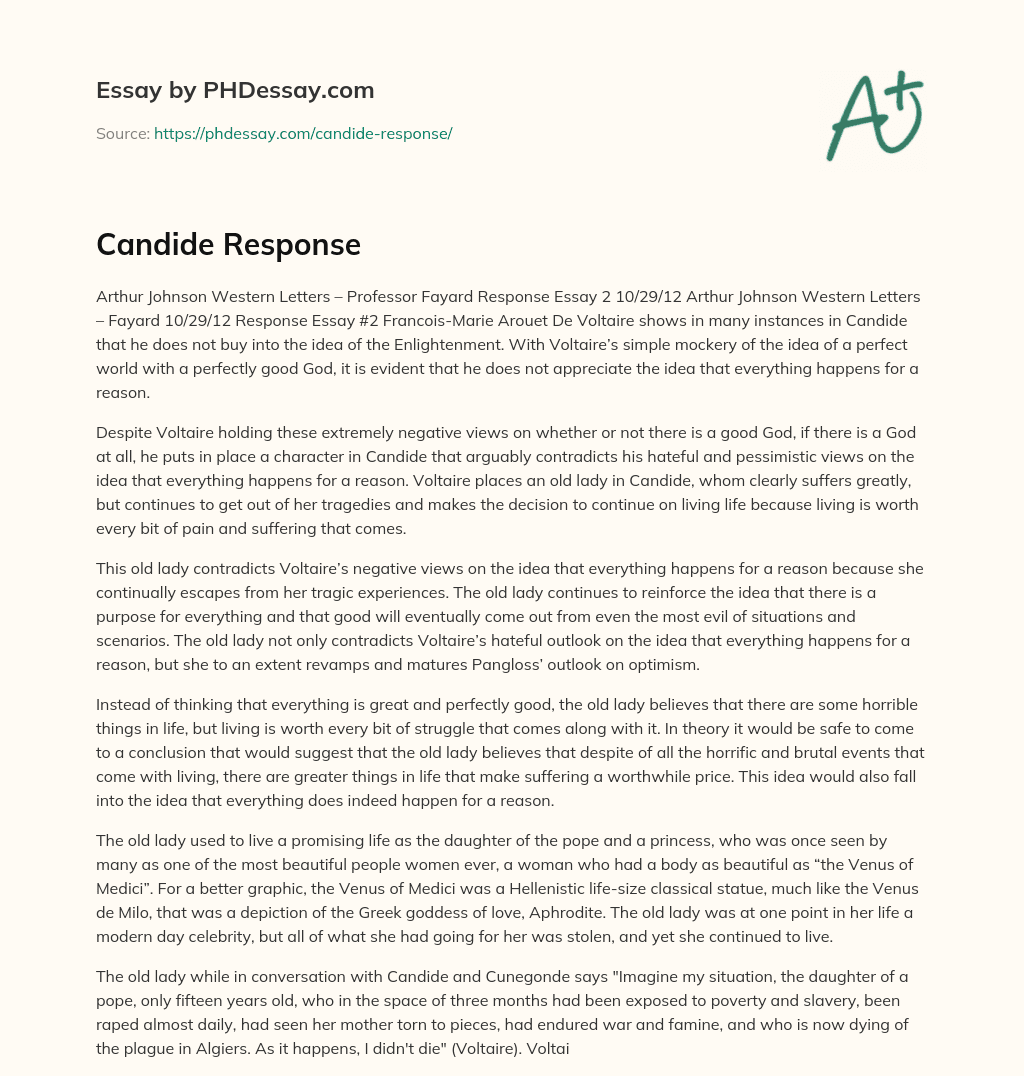 Candide Response essay