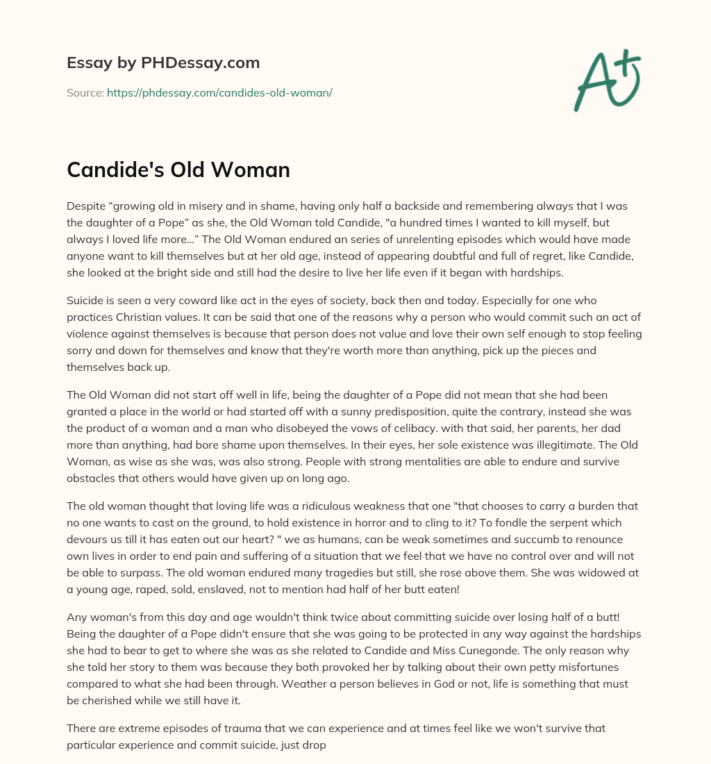 Candide’s Old Woman essay