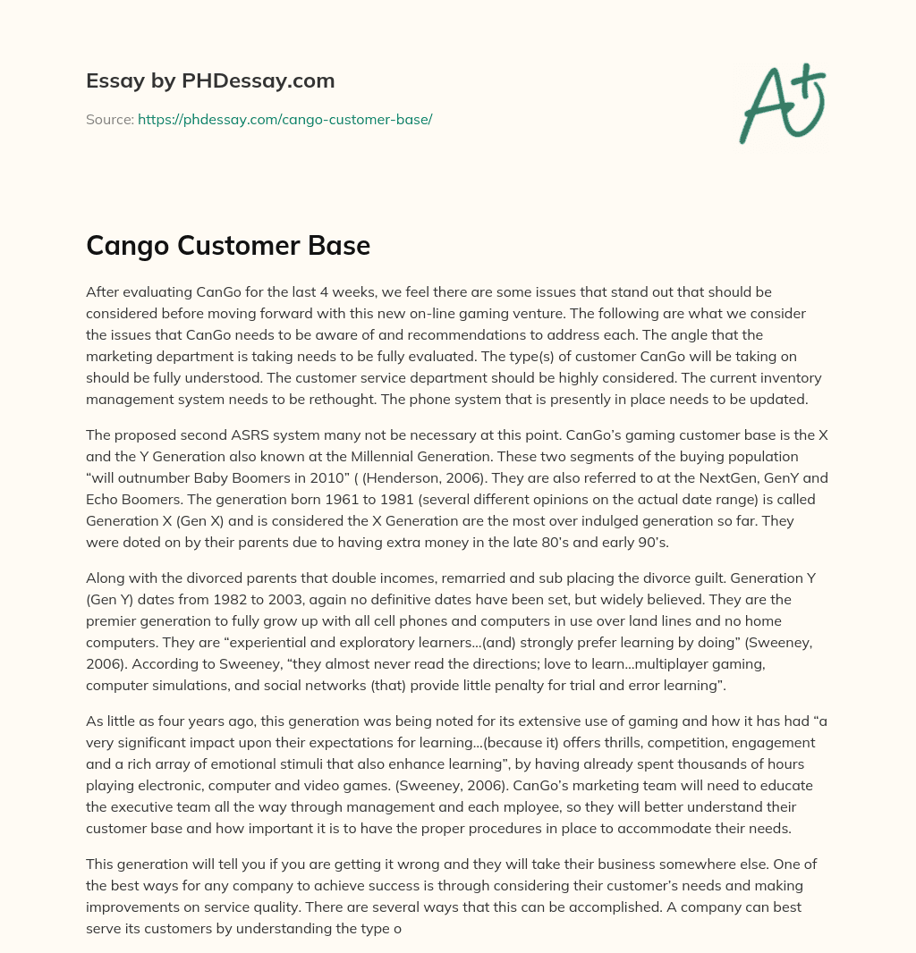 Cango Customer Base essay