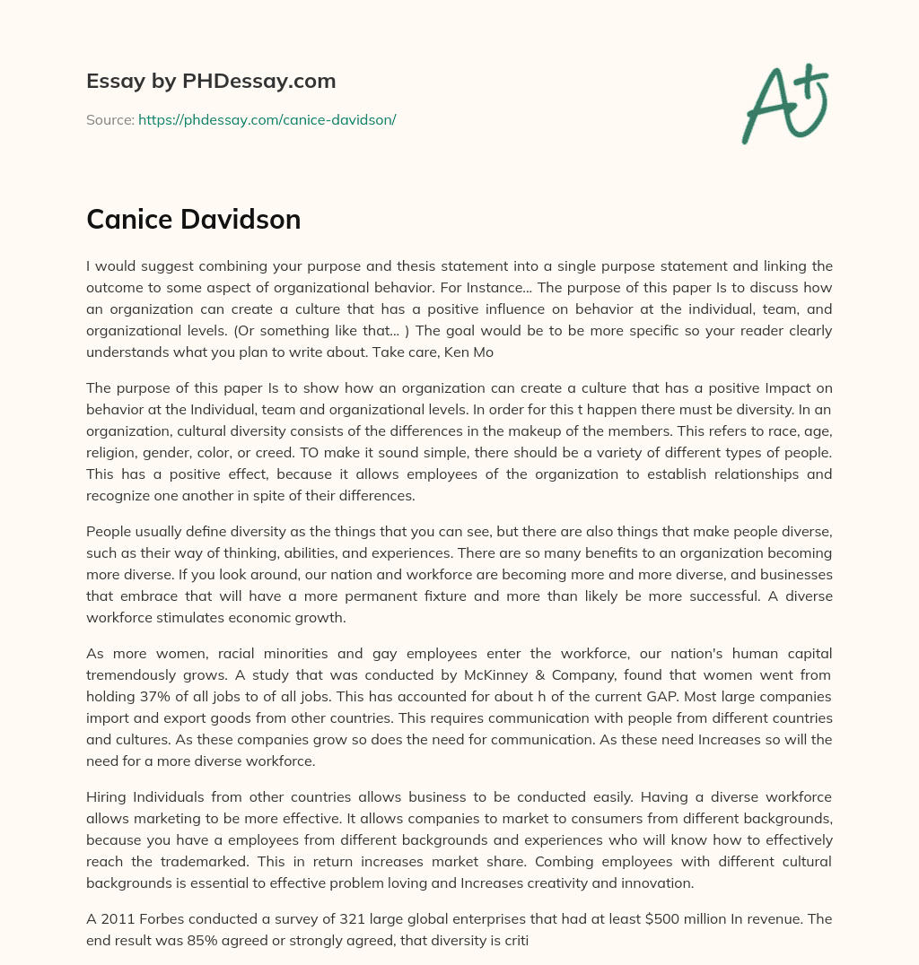 Canice Davidson essay