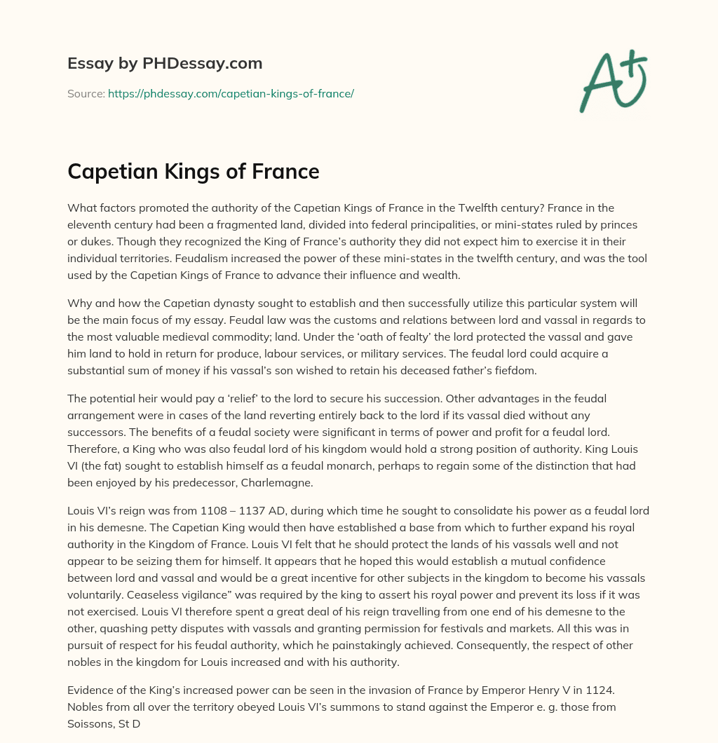 Capetian Kings of France essay