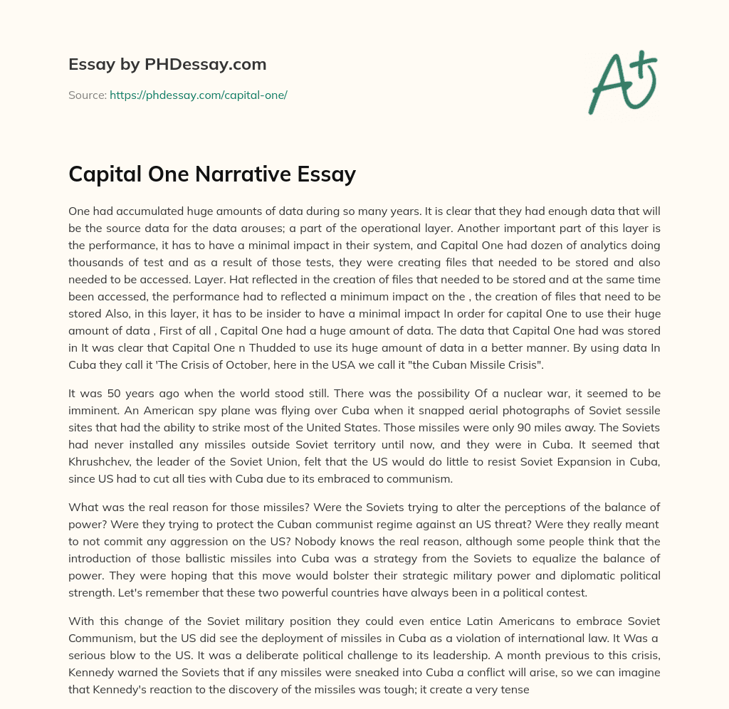 Capital One Narrative Essay essay