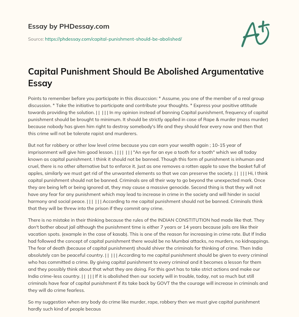 should capital punishment be abolished argumentative essay