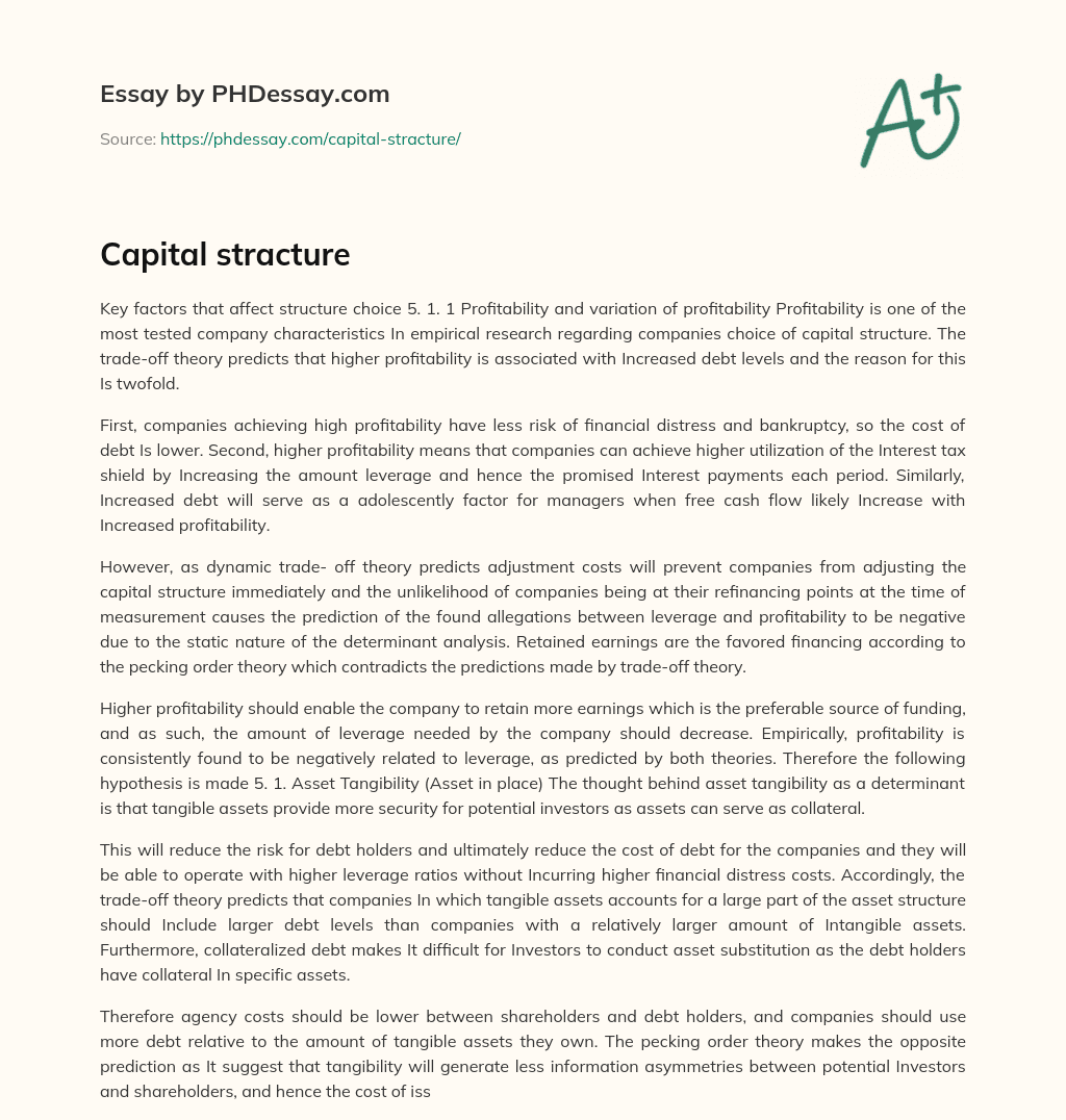 Capital stracture essay