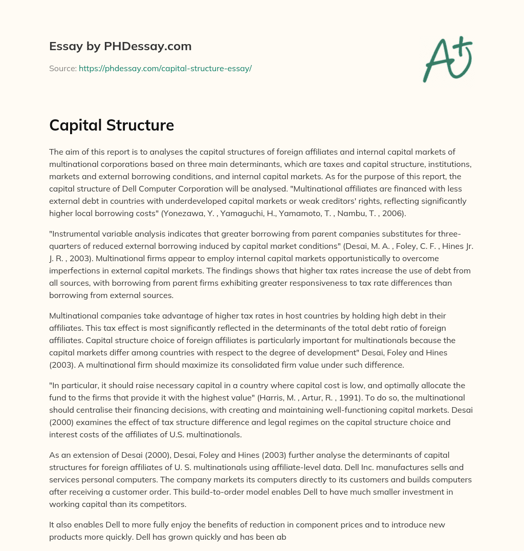 introduction for capital structure essay