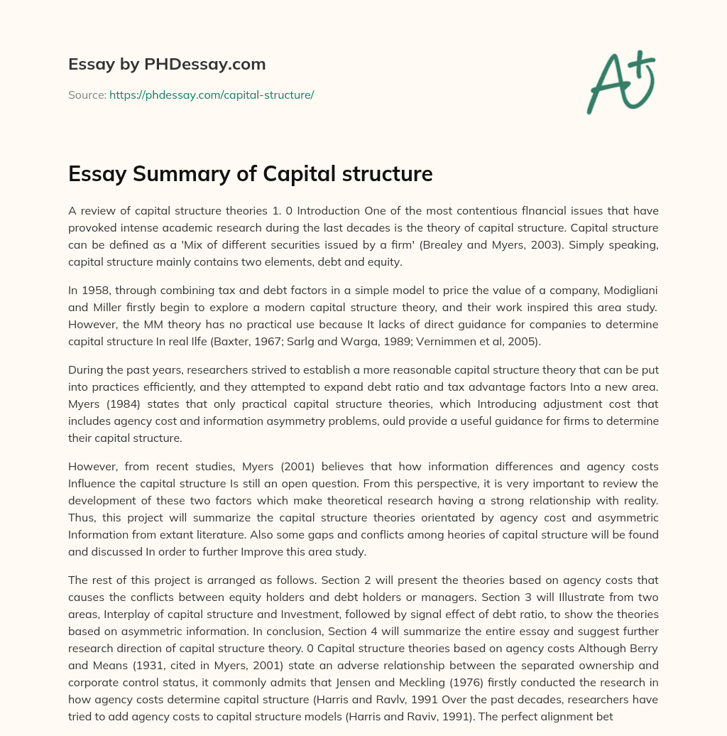 introduction for capital structure essay