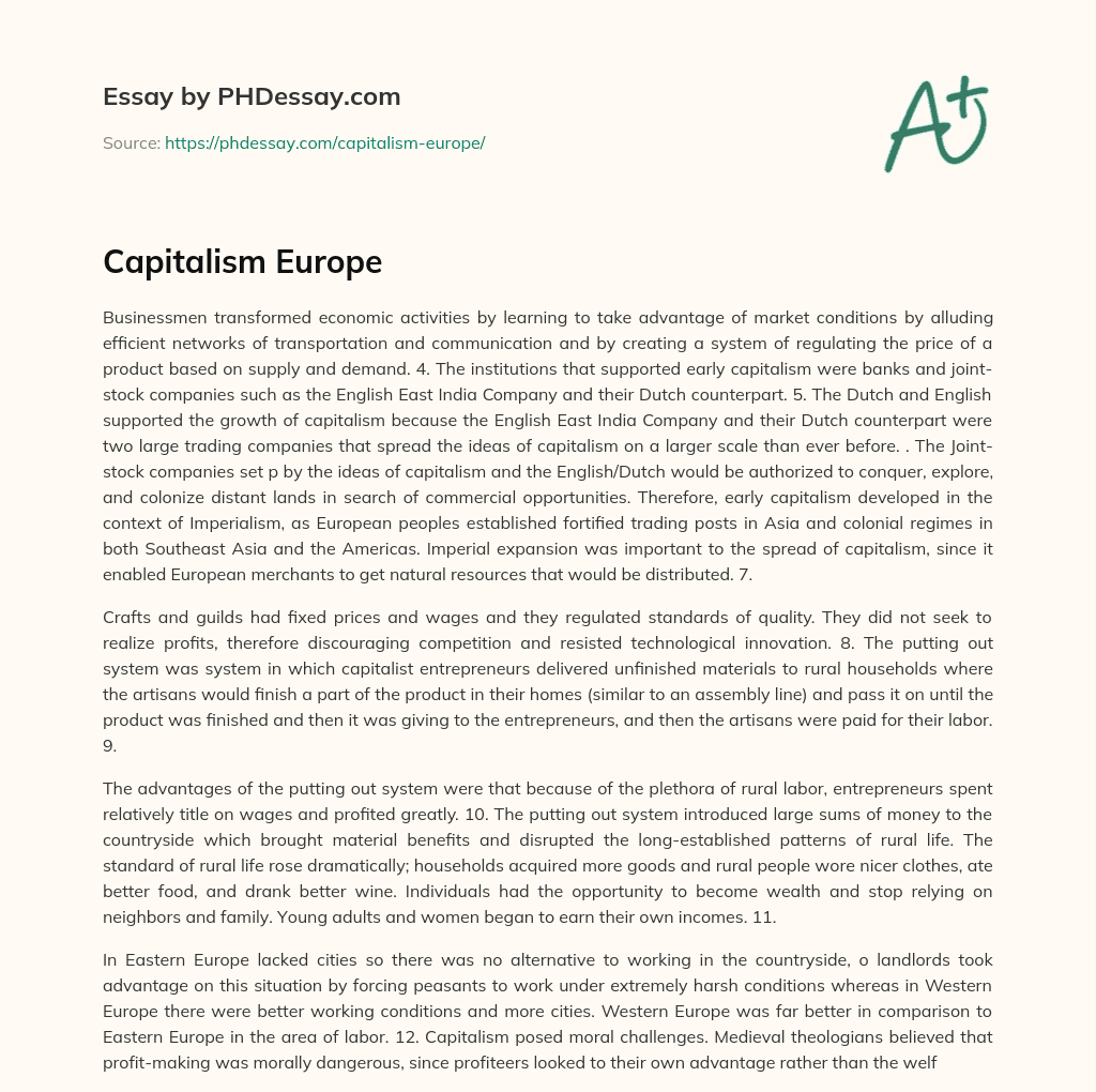 Capitalism Europe essay