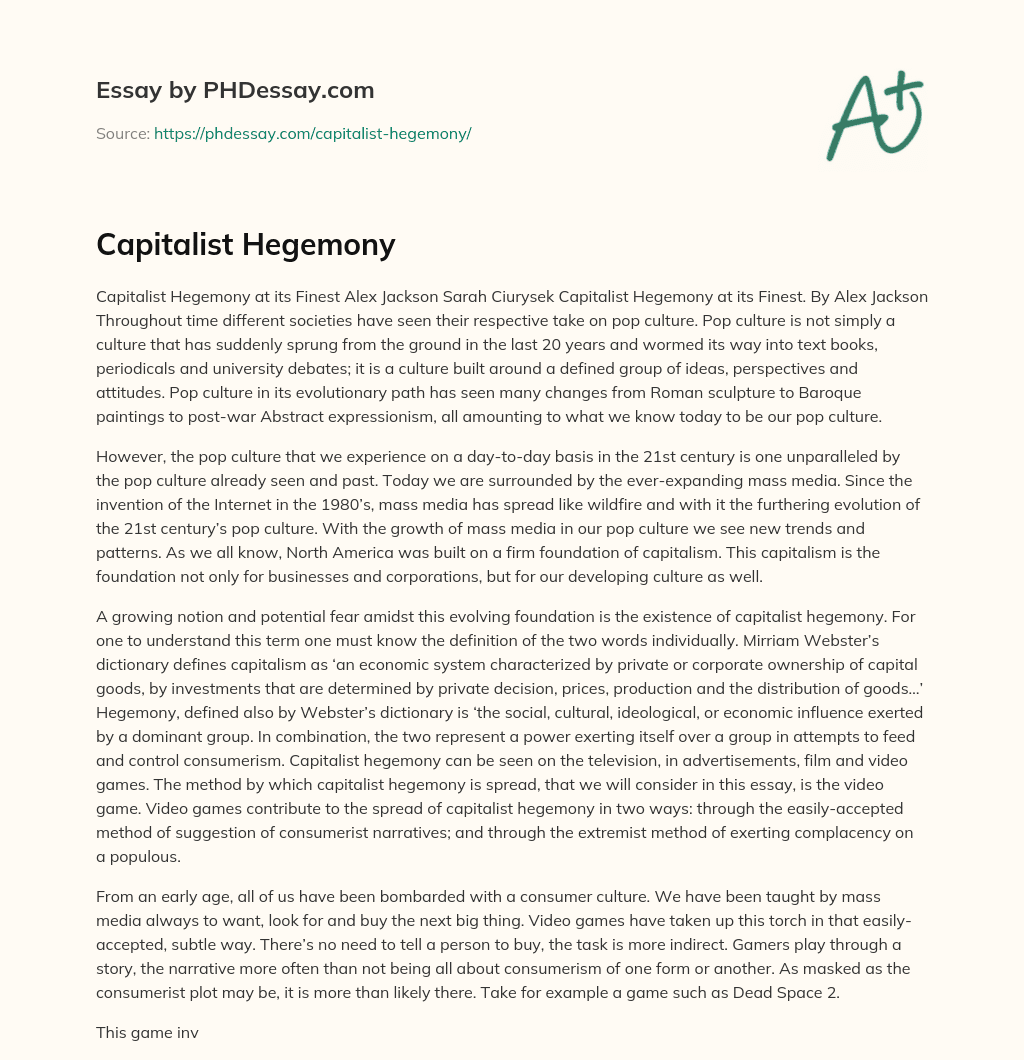 Capitalist Hegemony essay