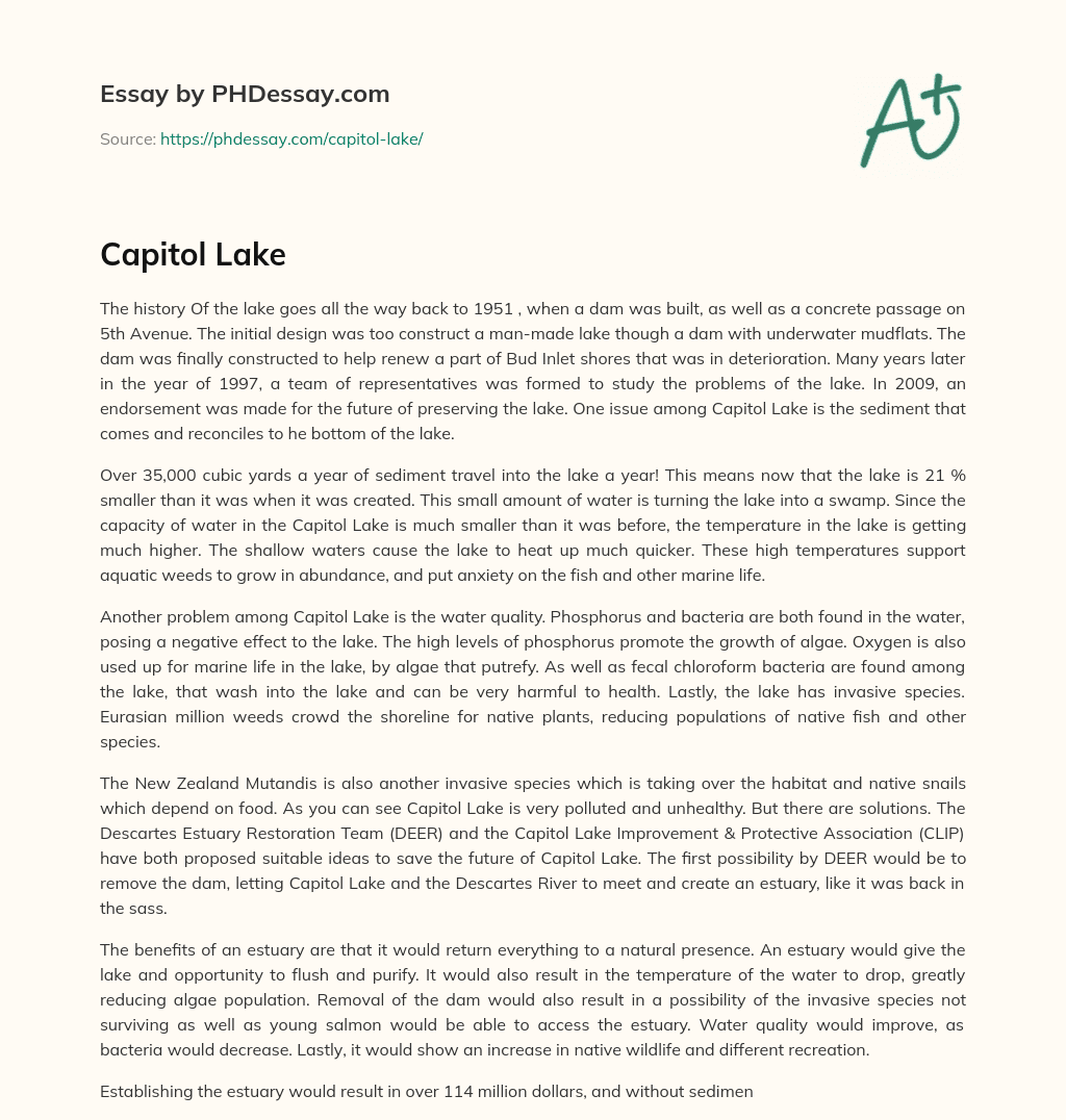 Capitol Lake essay