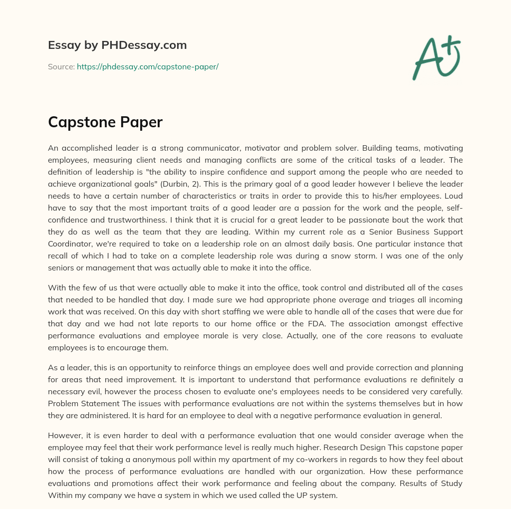 Capstone Paper essay