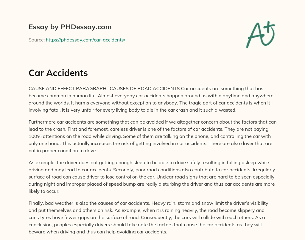 how to reduce car accidents essay