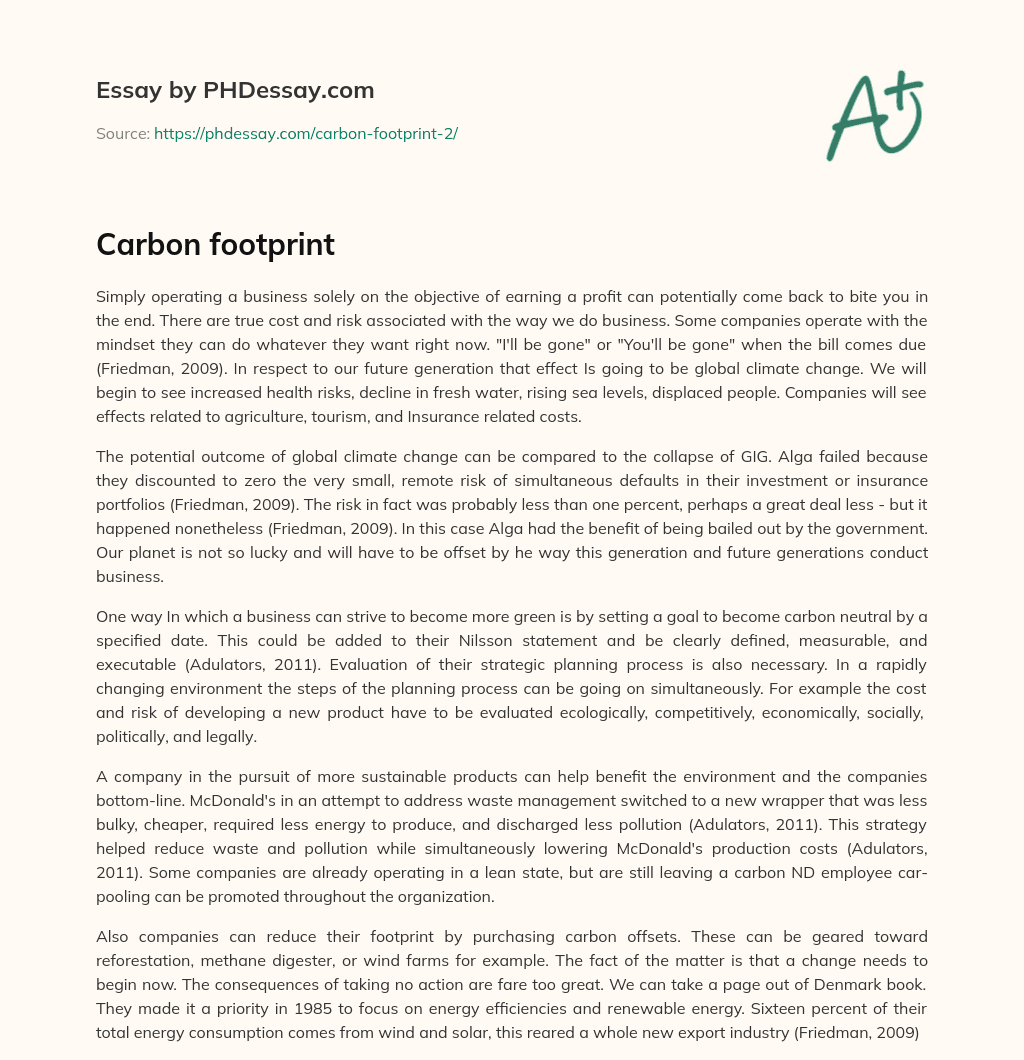 Carbon footprint essay