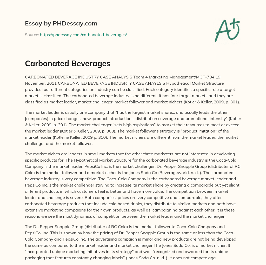 Carbonated Beverages essay