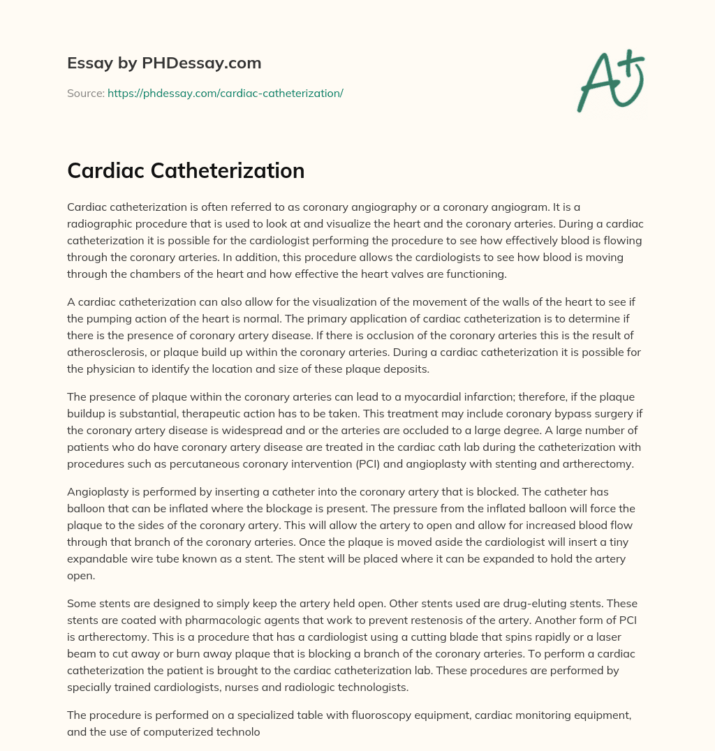 Cardiac Catheterization essay