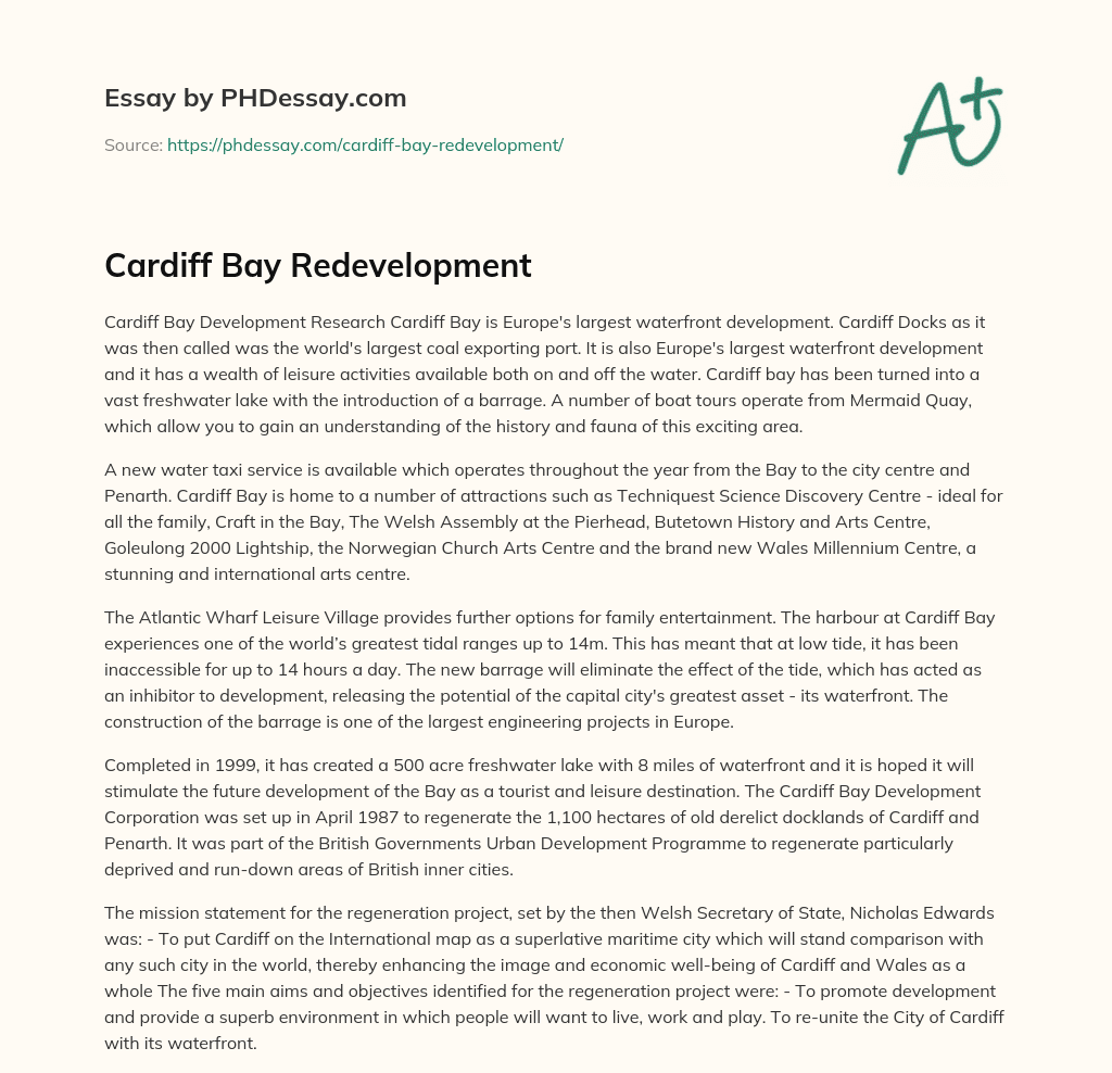 Cardiff Bay Redevelopment essay