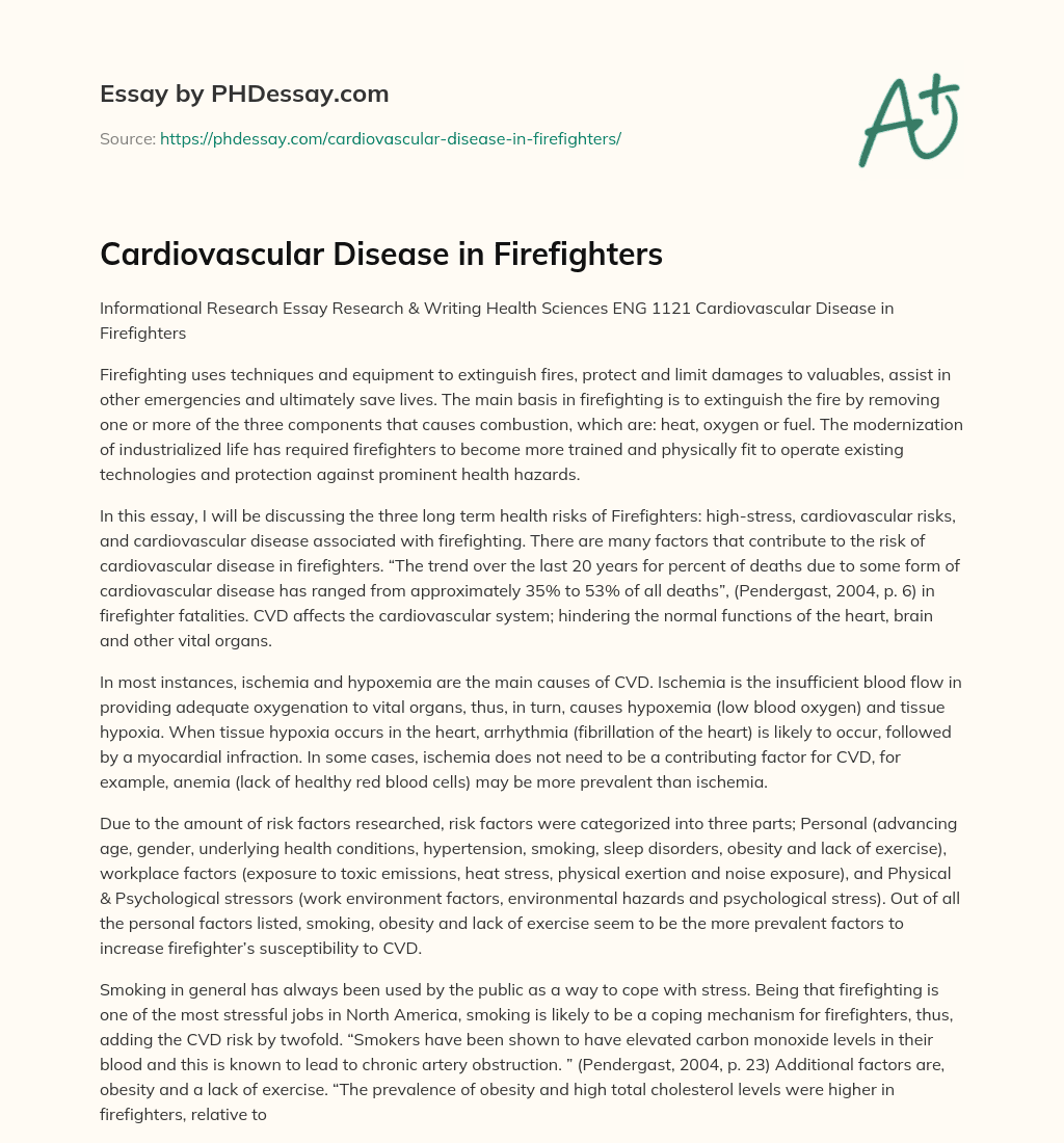 Cardiovascular Disease in Firefighters essay