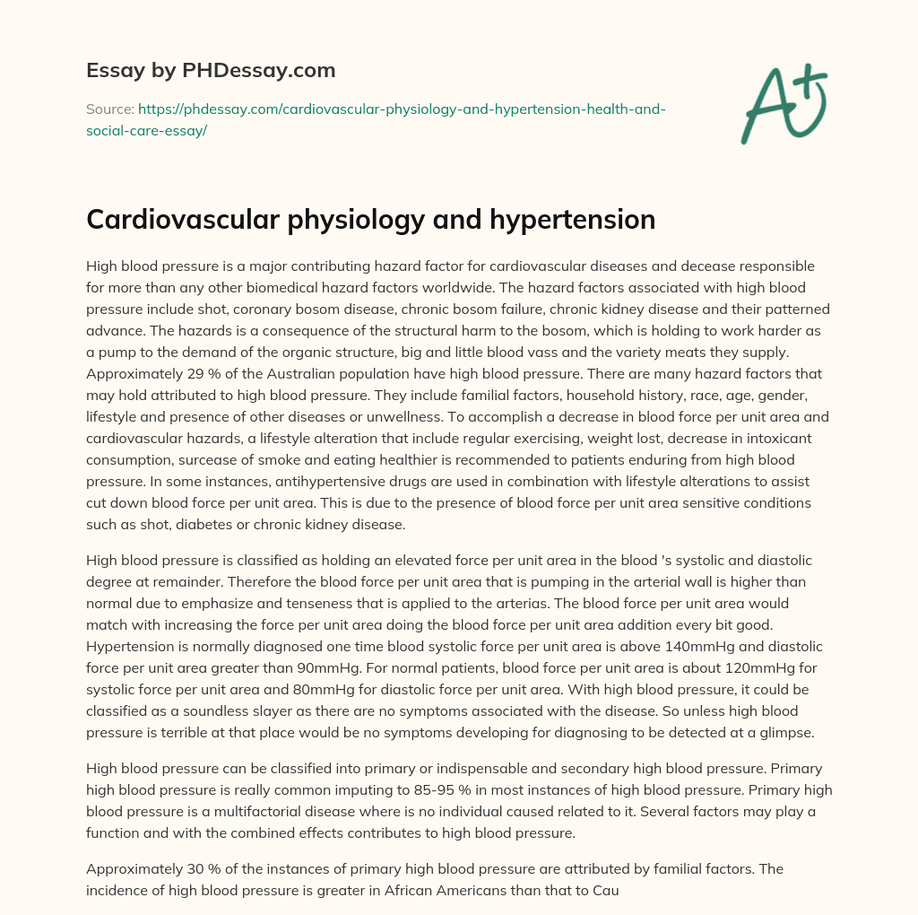 Cardiovascular physiology and hypertension essay