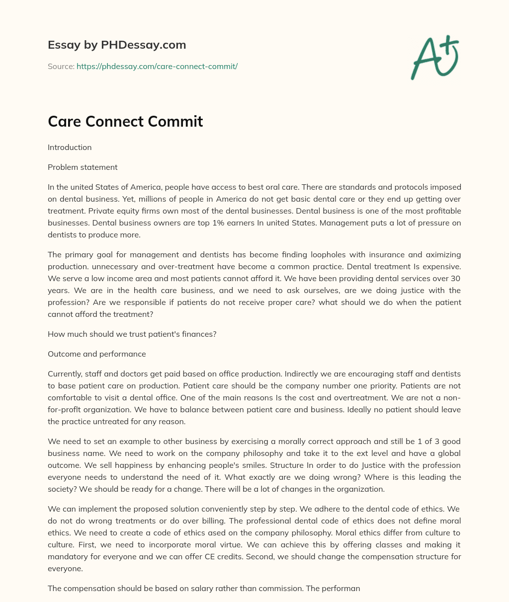 Care Connect Commit essay
