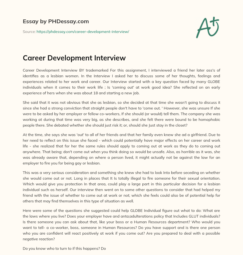 Career Development Interview essay
