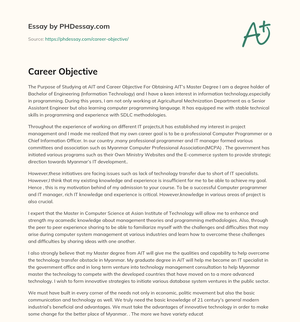 Career Objective essay